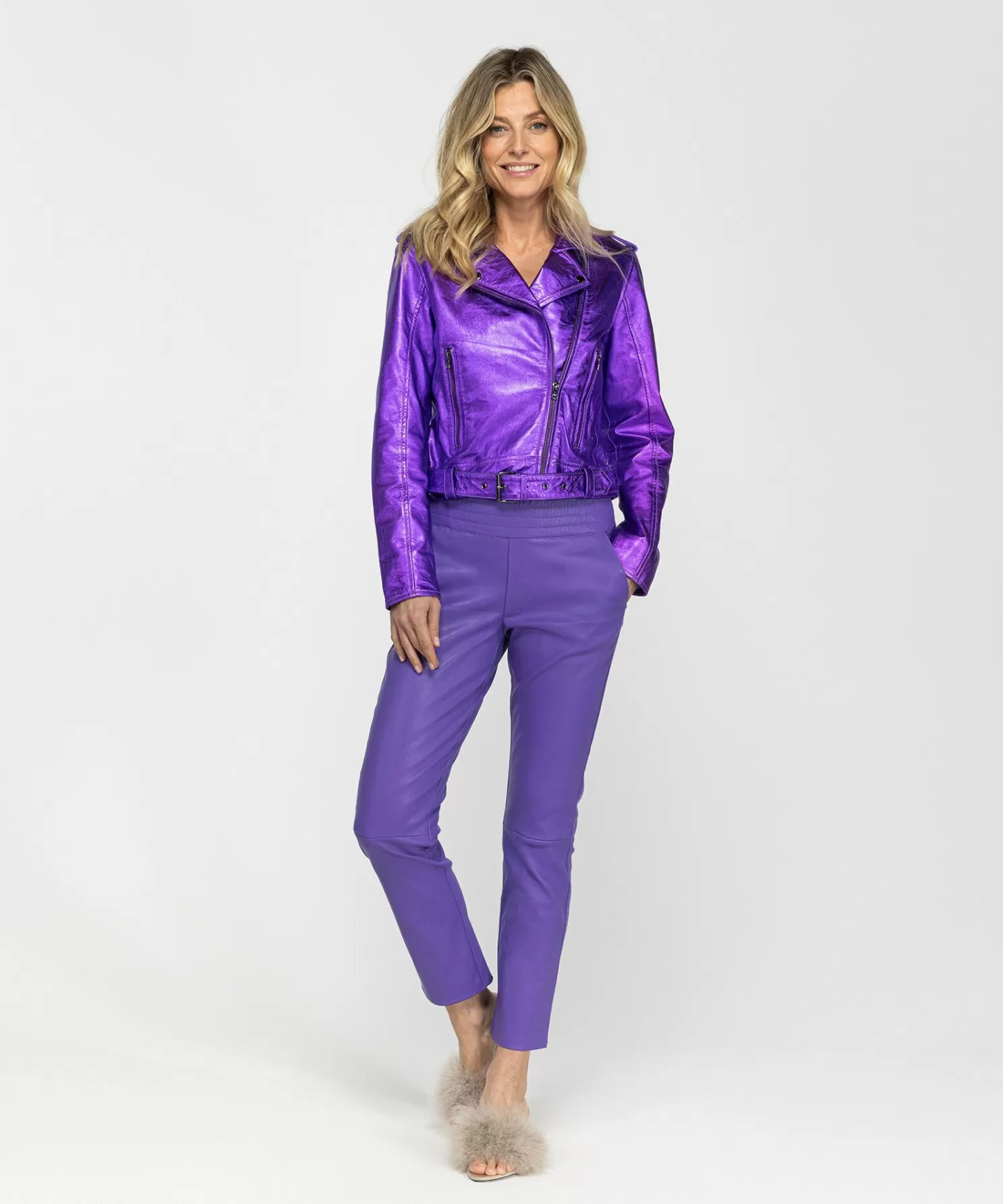 IBANA Leren Jassen-Blake Metallic Violet