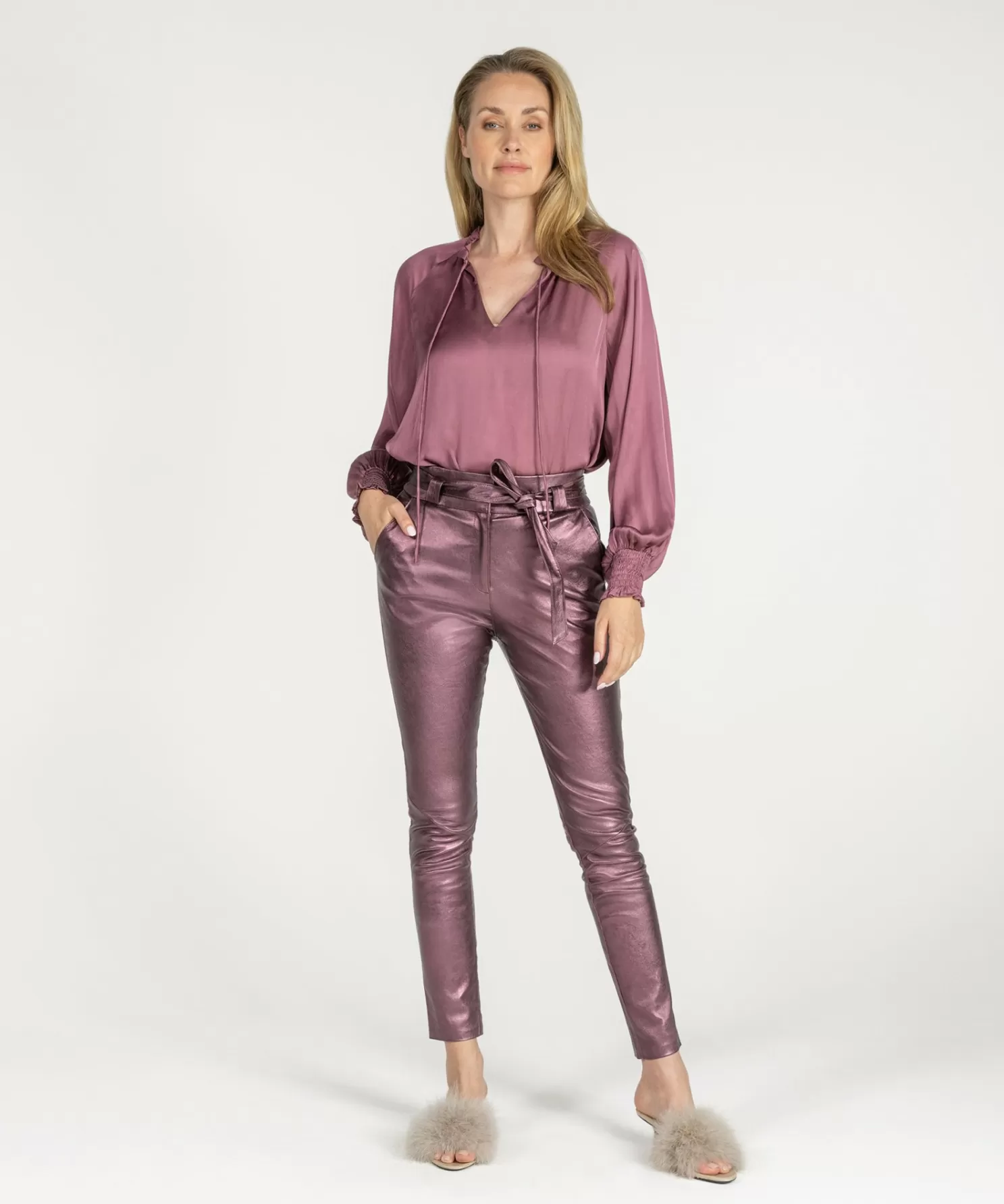 IBANA High Waist-Paulina Metallic Dusty Rose