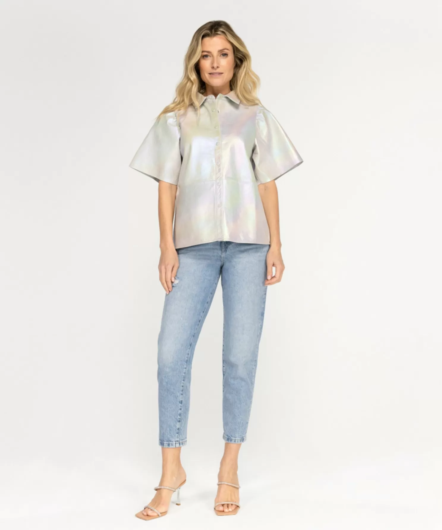 IBANA Blouses-Tasha Metallic Jade Green