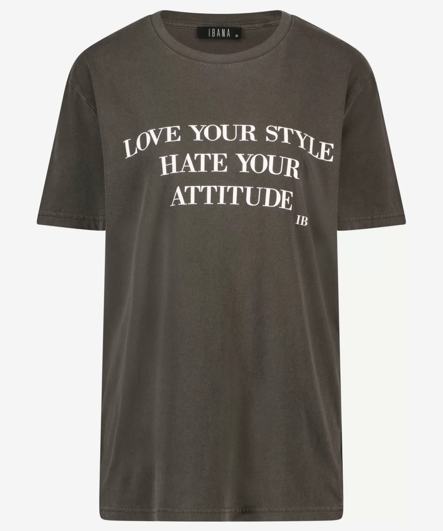 IBANA Tops-Tee Attitude Vintage Black With White